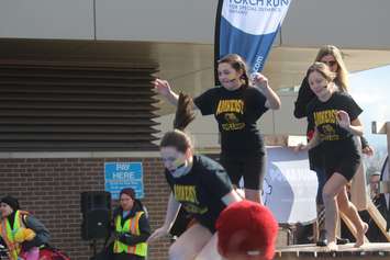 Students from General Amherst High School in Amherstburg take the Polar Plunge at St. Clair College in Windsor, February 15, 2019. Photo by Mark Brown/Blackburn News.
