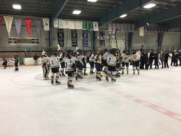 Saluting the fans in Wingham after the season ends for the Ironmen. (Photo by Ryan Drury)
