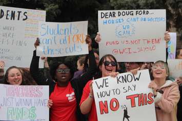 Walkerville Collegiate students demonstrate on April 4, 2019. Photo by Mark Brown/Blackburn News.