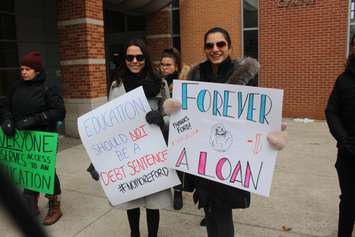 Students display signs at a rally at the University of Windsor, January 24, 2019. Photo by Mark Brown/Blackburn News.