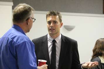 The NDP candidate for Chatham-Kent-Leamington, Tony Walsh, attends an all-candidates debate in Tilbury on September 24, 2015. (Photo by Ricardo Veneza)