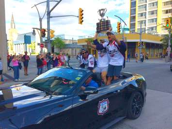The Windsor Spitfires were greeted by hundreds of fans during the team's Mastercard Memorial Cup championship parade, May 31, 2017. (Photo by Mike Vlasveld)