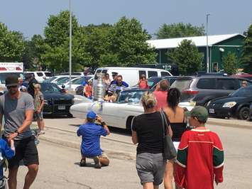 Ryan O'Reilly arrives at Maitland Rec Centre in Goderich with the Cup in style. (Photo by Ryan Drury)