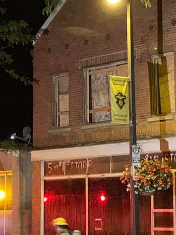 Chatham-Kent fire crews respond to a blaze at a commercial building on London Road in Thamesville. July 18, 2019. (Photo courtesy of Bert Jacques)