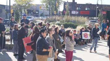 Sarnia's anti-poverty rally at city hall. October 14, 2016 BlackburnNews.com photo by Leeya Morrow