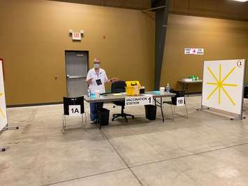 Chatham Mass Vaccination Clinic at the John D. Bradley Centre on February 22, 2021 (Photo by Allanah Wills)