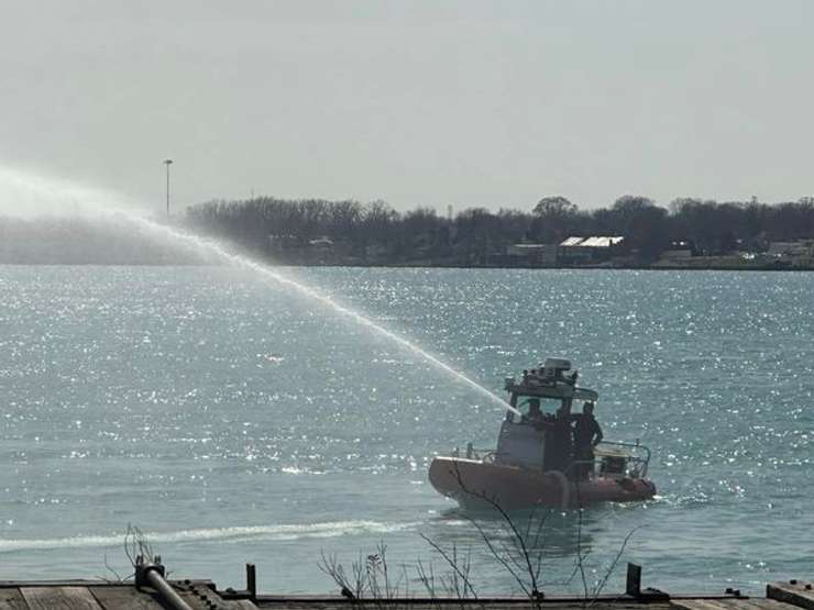 Dock fire April 8, 2024. Photo courtesy of Sarnia Fire Rescue.