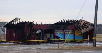 Aftermath of a fire at Rooster's Farm Market in Harrow, February 18, 2016. (Listener submitted photo)