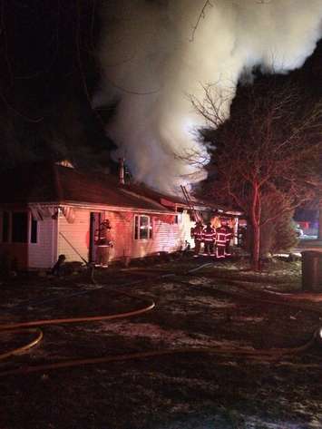 Essex fire crews respond to a fire on Belcreft Beach, January 20, 2016. (Photo courtesy Essex Fire Service/Twitter)