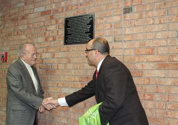 Frank Uniac and Mike Peach at the plaque unveiling. January 4, 2017. Photo by Natalia Vega.