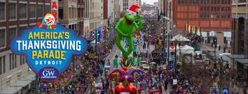 Kermit the Frog looms over Woodward Avenue during Americas Thanksgiving Parade in Detroit. Photo courtesy The Parade Company/Facebook.