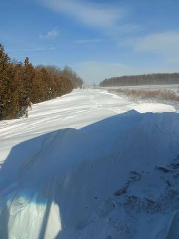 A photo from Ben Browns Purolator truck stuck on Black Ash Road. December 24, 2022 Submitted photo.