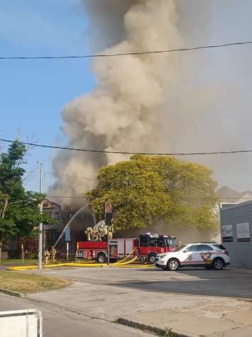 Structure fire on Christina Street in Sarnia. June 9, 2023. (Photo submitted by Stacey Lynne.)