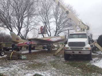 The F-86 Sabre Golden Hawk has been returned to Germain Park. (Blackburnnews.com photo by Josh Boyce)