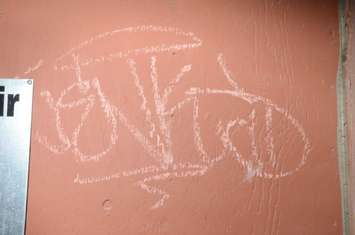 An example of a graffiti tag in downtown Chatham. (Photo submitted by Chatham-Kent Crime Stoppers)