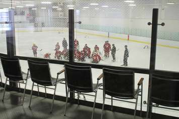 Students at the FJ Brennan Centre of Excellence & Innovation Hockey Canada Skills Academy take part in practice, March 5, 2015. (Photo by Mike Vlasveld)