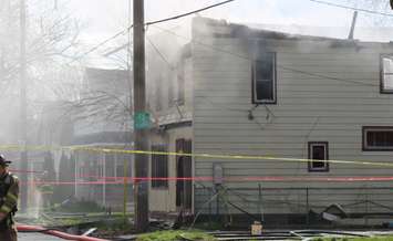 Windsor Fire Service battles an abandoned house fire on Sandwich St. in west Windsor, April 11, 2017. (Photo by Maureen Revait) 
