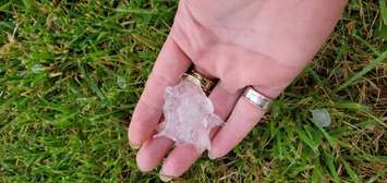 Large hail in Windsor, June 10, 2020. (Photo courtesy of Paula Wilson)