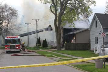 Firefighters battle a house fire in the area of Grant Street and Chatham Street in Chatham, May 8, 2019. (Photo by Allanah Wills) 