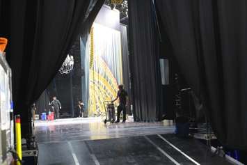 Crew members clean the stage during a media preview for Cirque du Soleil's 'Corteo', at the WFCU Centre in Windsor, May 15, 2019. Photo by Mark Brown/Blackburn News.