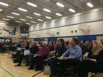 Hundreds attend a GECDSB public input session at Harrow District High School on March 2, 2015. (Photo by Ricardo Veneza)