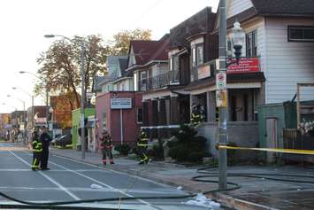 Firefighters at the scene of a fire at a restaurant at Wyandotte St. E and Marion Ave. in Windsor, October 12, 2015.  (Photo by Adelle Loiselle)