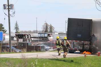 A truck fire on Bloomfield Rd. near Hwy. 401, April 6, 2016 (Photo by Jake Kislinsky)