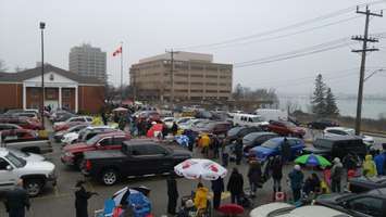 Hundreds of people lined up outside Sarnia Legion for the Catch The Ace draw. March 29, 2018. (Photo by Colin Gowdy, Blackburn News)