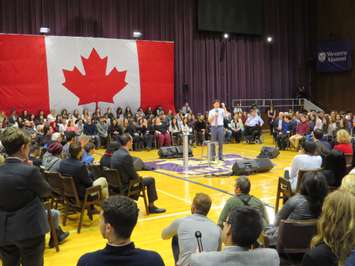 Prime Minister Justin Trudeau speaks at a town hall meeting at Western University, January 11, 2018. (Photo by Miranda Chant, Blackburn News)