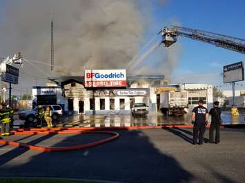 Fire at Serbu Tire in Windsor on June 23, 2019 (photo courtesy Connie Anderson)