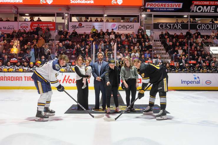 Erie Otters at Sarnia Sting, March 12, 2025. Photo by Metcalfe Photography. 