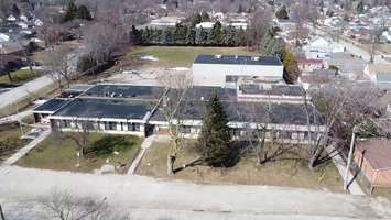 Aerial view of the former St. Agnes Catholic School. (Photo courtesy of SCCDSB).