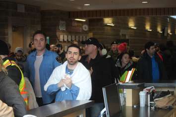 Participants in the 5th Annual Polar Plunge line up for their turn at the St. Clair College SportsPlex, Windsor, February 15, 2019. Photo by Mark Brown/Blackburn News.