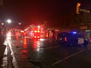 Leamington fire crews battle an Erie St. S apartment fire. April 7, 2015 (photo by Ricardo Veneza)