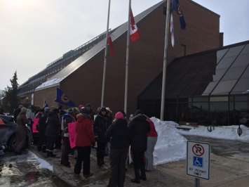CCAC workers rally outside of the Chatham-Kent Civic Centre on February 6, 2015. (Photo by Ricardo Veneza)