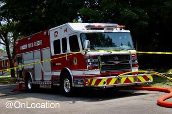 A Windsor Fire and Rescue truck is seen at a house fire on Felix Avenue, June 7, 2023. Photo courtesy On Location/Twitter.