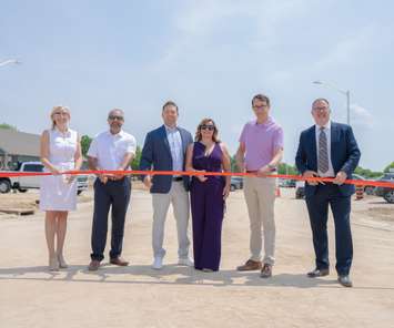 Local dignitaries celebrate the grand opening of new subdivision Rolling Acres in Dresden, Ontario on Friday, June 2, 2023. (Municipality of Chatham-Kent photo)