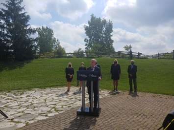 Erin O'Toole is joined by local candidates Lianne Rood (Lambton-Kent-Middlesex), Karen Vecchio (Elgin-Middlesex-London), Rob Flack (London West) and Dave MacKenzie (Oxford) for a campaign announcement in London on September 17th. (Craig Needles, Blackburn News)
