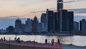 The Detroit skyline is seen on April 7, 2021. Photo by Mark Brown/WindsorNewsToday.ca