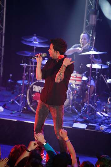 Canadian band Simple Plan on stage at the Olde Walkerville Theatre in a benefit concert presented by Blackburn Radio on February 17, 2016. (Photo by Jason Ploegman)