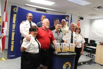 Windsor Fire Chief Bruce Montone along with Unifor, FCA Canada and other Windsor Fire staff are seen at an event on June 24, 2016 recognizing safety awards given to FCA Canada and Unifor. (Photo by Ricardo Veneza)