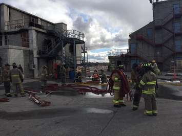 Over 100 female firefighters participate in drills at the Fire Service Women Ontario annual conference at Lambton College. November 11, 2016 BlackburnNews.com photo by Melanie Irwin