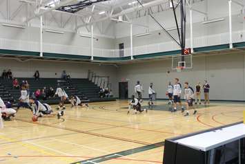 The Windsor Lancers practicing before the game. October 4, 2016. (Photo by Natalia Vega)