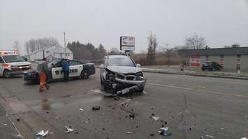 Two-vehicle collision December 13, 2017. (Photo by Colin Gowdy)