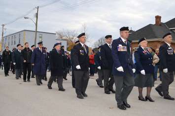 Port Elgin's veterans march. (Photo-Jordan MacKinnon)