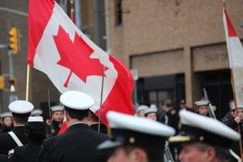 Hundreds gather at Windsor's cenotaph during a Remembrance Day ceremony on November 9, 2014. (Photo by Jason Viau)