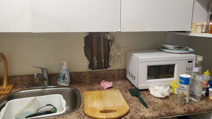 Water damage at an Old Oak property (Image courtesy of ACORN Canada)