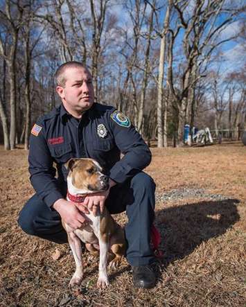 Hansel has become the first pitbull arson detection dog in New Jersey, and possibly in the entire U.S. January 22, 2020. (Photo by Larsons Images)