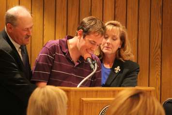 Residents from the Harrow and Amherstburg areas press public school board trustees to keep their schools open at the GECDSB regular meeting on September 15, 2015. (Photo by Ricardo Veneza)