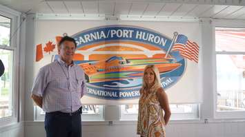Co-orgranizers of the International Powerboat Festitval Dave Brown and Michele Stokely. June 10, 2015 (photo by Briana Carnegie blackburnnews.com)